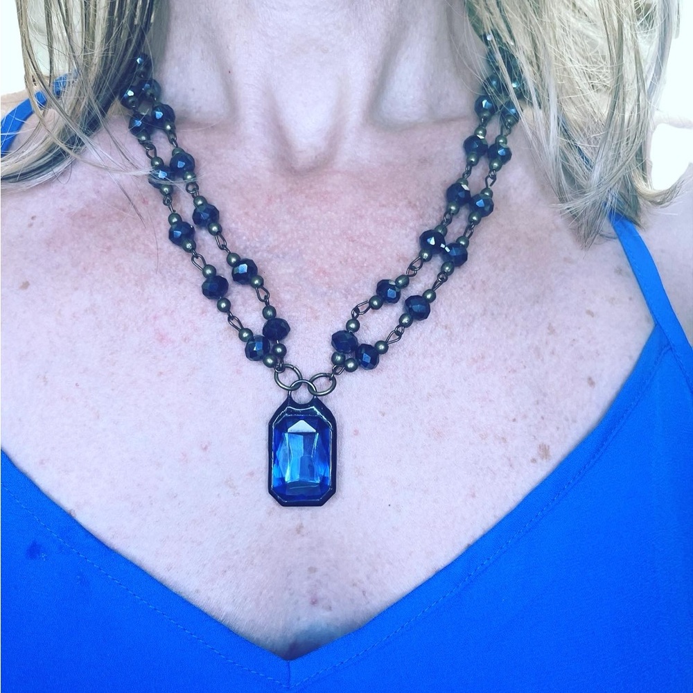 Blue hand craft necklace..